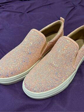 J Adams Pink Glitter Slip-On  Sneakers